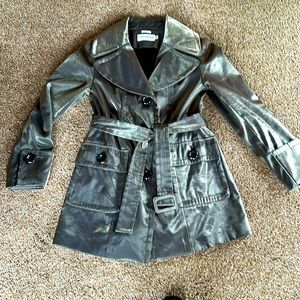 Women’s , green metallic, coat. Size XS